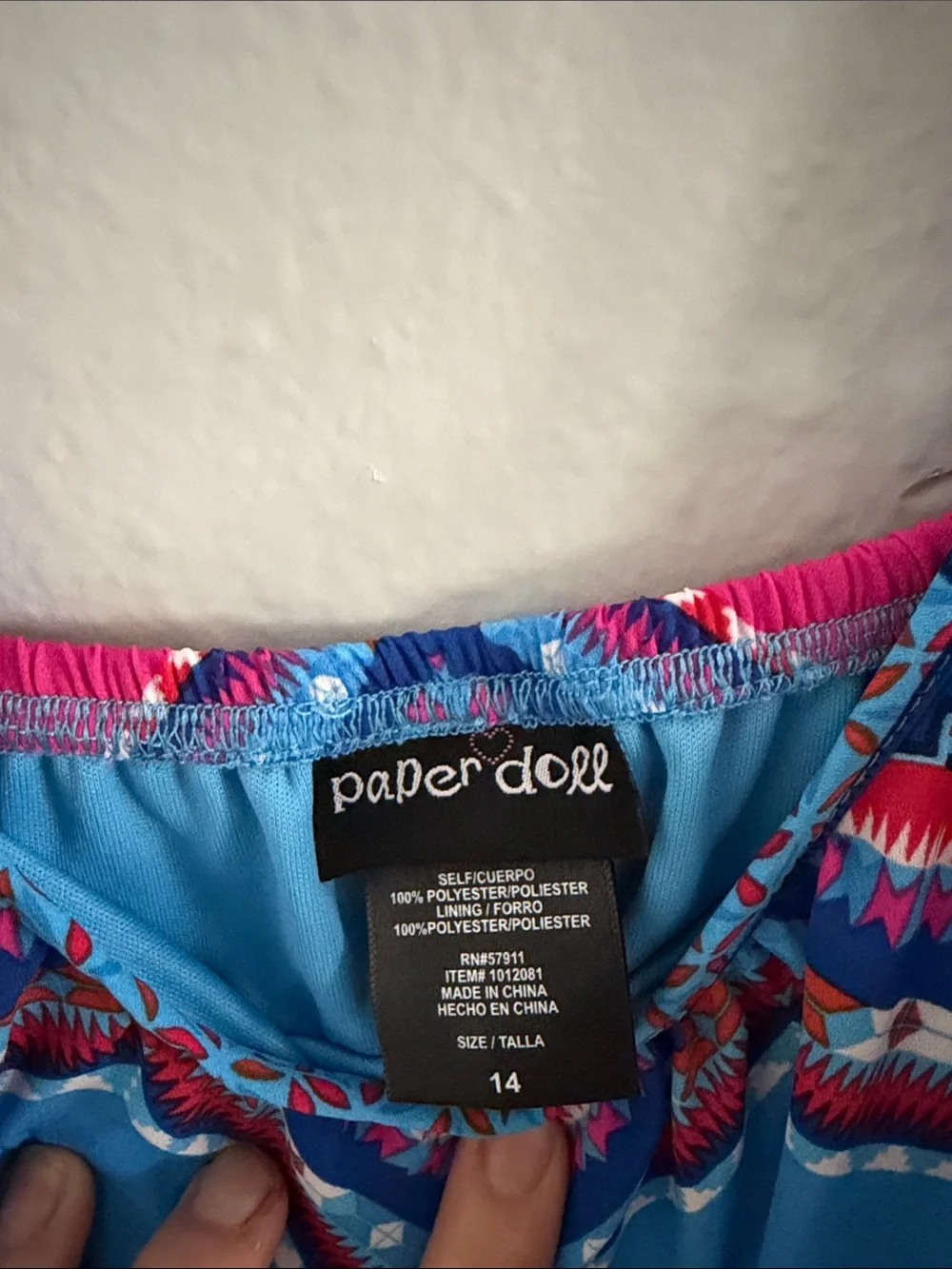 paper doll Blue Geo Print High-Low Sundress